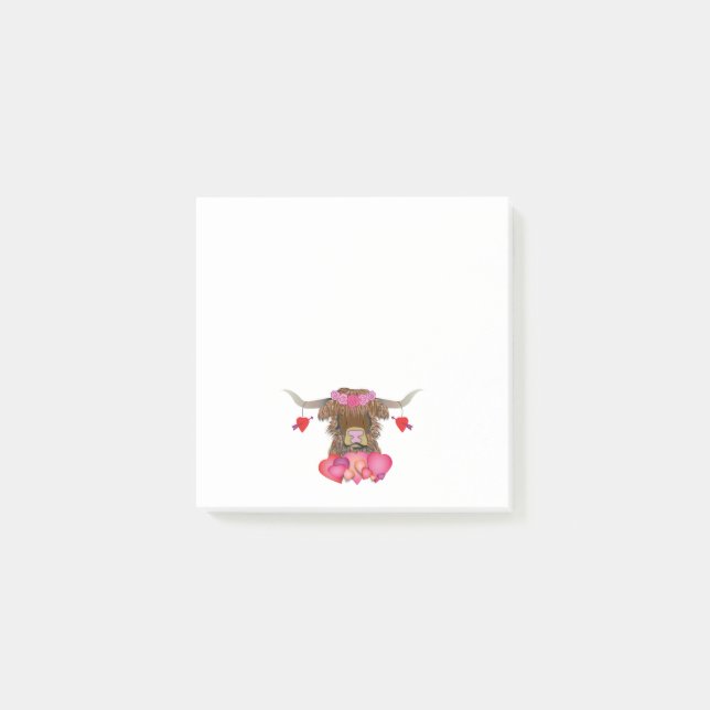 Happy Valentines Day Cow Post-it Notes (Front)