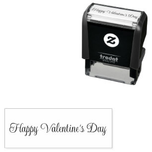 Happy Valentine's Day Cursive Script Text Template Self-inking Stamp