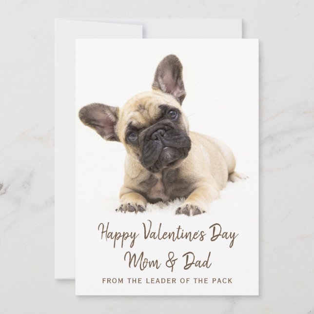Happy Valentine's Day Custom French Bulldog Photo Holiday Card (Front)