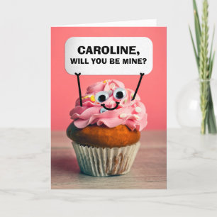 Happy Valentines Day Custom Name Cute Cupcake  Holiday Card