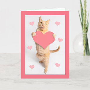 Happy Valentines Day Custom Name Cute Orange Tabby Holiday Card