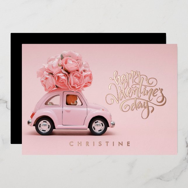Happy Valentine's Day, Custom Name Foil Card (Front/Back)