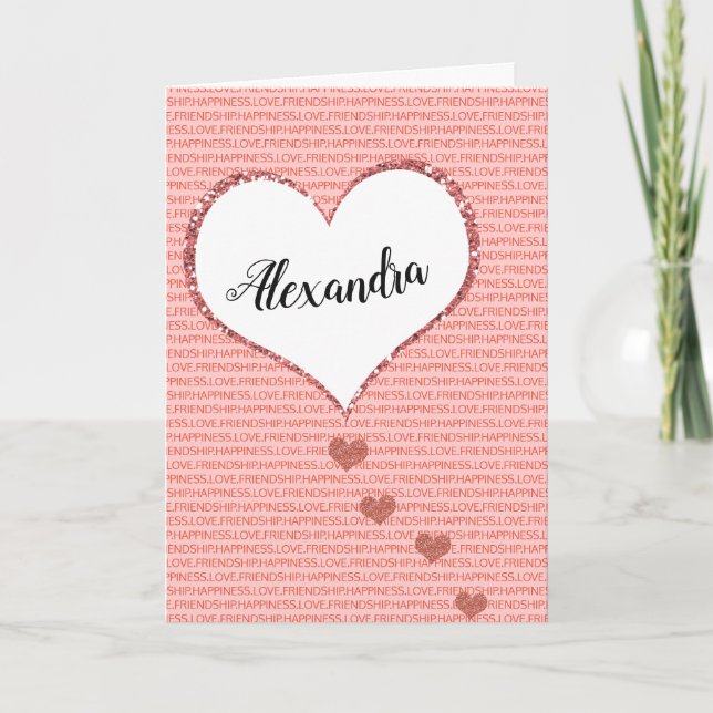 Happy Valentine's Day Custom Name Holiday Card (Front)