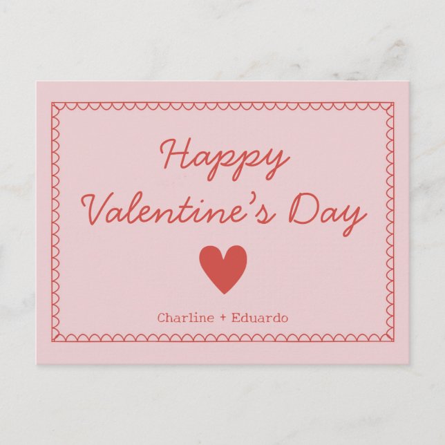 Happy Valentines Day Custom Name Postcard (Front)