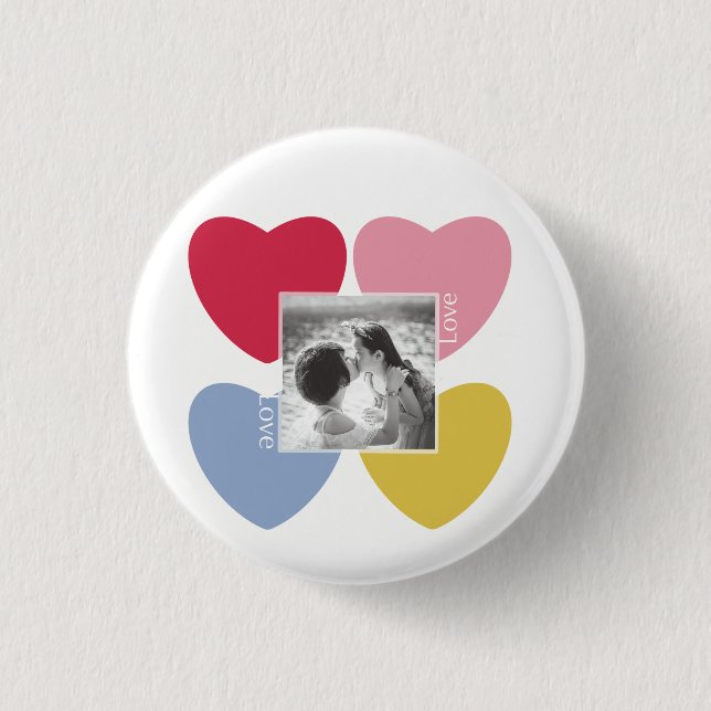 Happy valentine's day - custom photo collage  1 inch round button (Front)