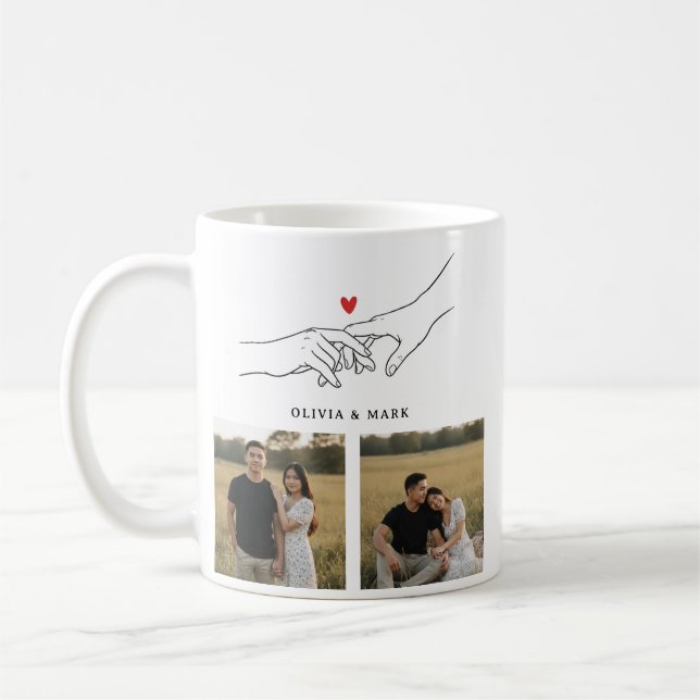 Happy Valentines Day Custom Photo Collage Romantic Coffee Mug (Left)