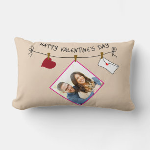 Happy Valentine's Day custom photo love heart Lumbar Pillow