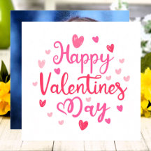 Happy Valentine's Day Custom Photo Pink Hearts
