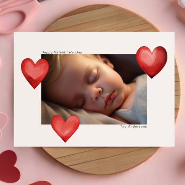 Happy Valentine's Day Custom Photograph Modern Holiday Card (Creator Uploaded)