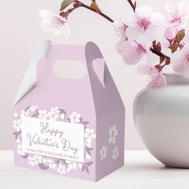 Happy Valentine's Day Custom Pink Floral Party Favor Box (Creator Uploaded)