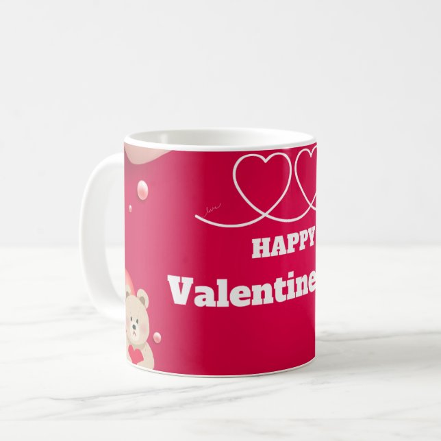 Happy Valentine's Day Cute Heart Mug (Front Left)