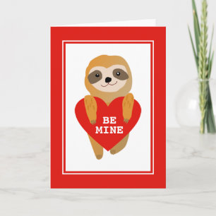 Happy Valentine's Day   Cute Heart Sloth Holiday Card