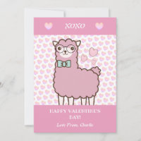 Happy Valentine's Day Cute Llama Blush Pink Hearts