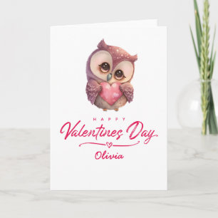 Happy Valentines Day Cute Owl Card