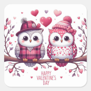 Happy Valentines Day Cute Owls Envelope Seal