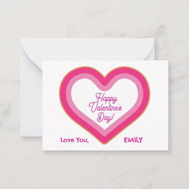 Happy Valentine's Day Cute Pink Big Heart Girly Card (Front)