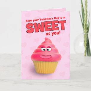 Happy Valentine's Day Cute Pink Cupcake Humor Holiday Card