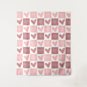 Happy Valentine's Day Cute Pink Hearts Pattern Tapestry