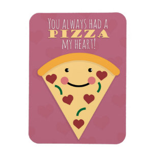 Happy Valentine's Day Cute Pizza Slice Humour Magnet