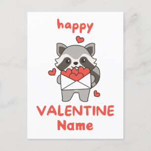 Happy Valentine's Day cute Raccoon Postcard