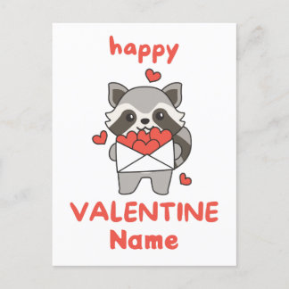 Happy Valentine's Day cute Raccoon Postcard