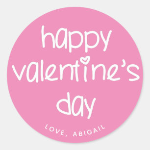 Happy Valentine's Day - Cute Typography  Classic Round Sticker