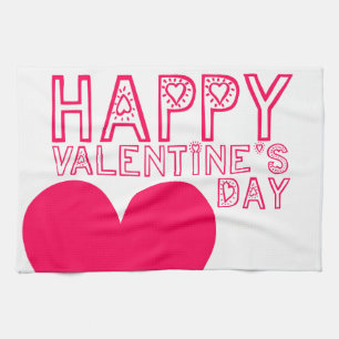 Happy Valentine's day Cute typography Kitchen T Towel