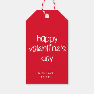 Happy Valentine's Day - Cute Typography Red Gift Tags