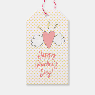 Happy Valentine's Day! Cute Winged Heart Gift Tags