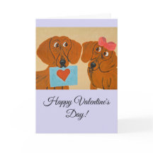 Happy Valentine's Day Dachshund Doggie Card