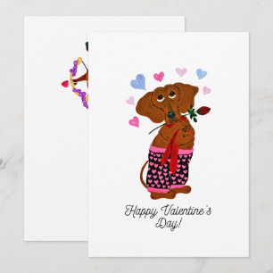 Happy Valentine's Day Dachshund Doggie Card