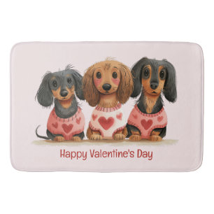 Happy Valentines Day Dachshund Dogs Bath Mat