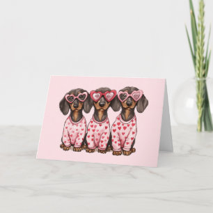 Happy Valentines Day Dachshund Dogs Holiday Card