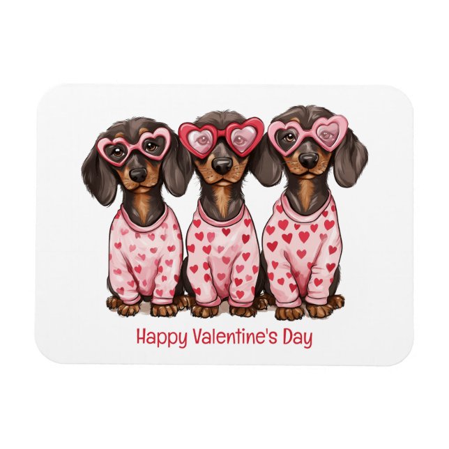 Happy Valentines Day Dachshund Dogs Magnet (Horizontal)