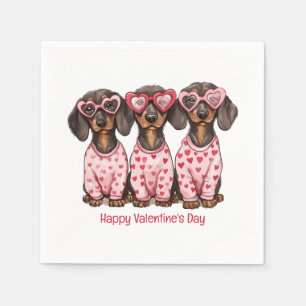Happy Valentines Day Dachshund Dogs Napkin