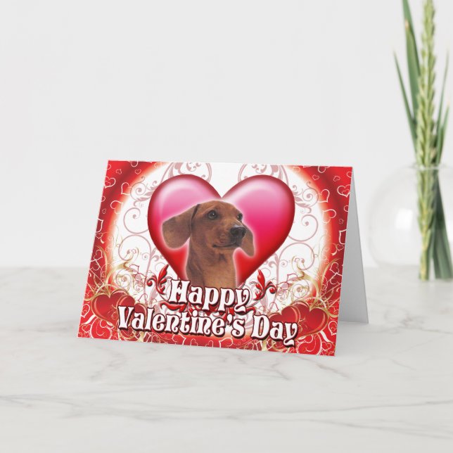 Happy Valentines Day Dachshund Holiday Card (Front)