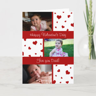 Happy Valentine's Day Dad Photo Card Red Hearts