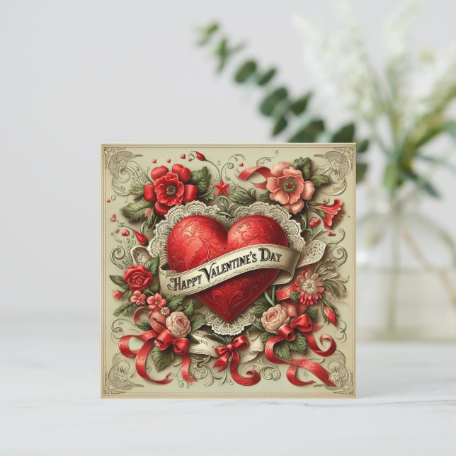 Happy Valentine's Day decorative illustration Card (Standing Front)