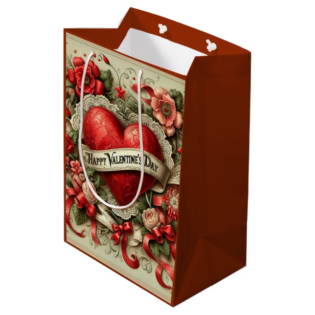 Happy Valentine's Day decorative illustration Medium Gift Bag (Back Angled)