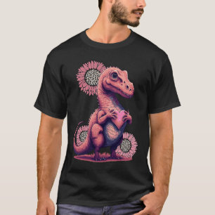 Happy Valentine's Day Dinosaur with Leopard Sunflo T-Shirt