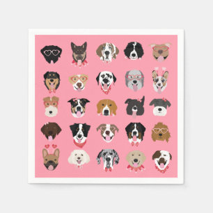 Happy Valentines Day Dog Face Pattern Napkin