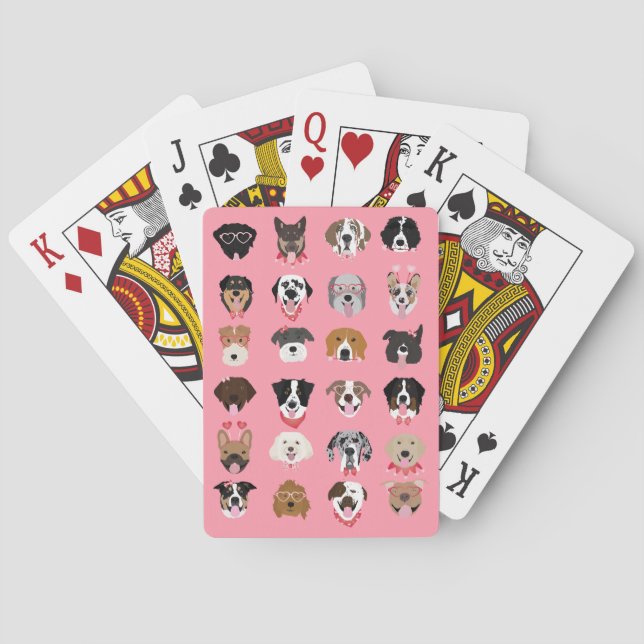 Happy Valentines Day Dog Face Pattern Playing Cards (Back)