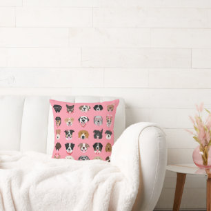Happy Valentines Day Dog Face Pattern Throw Pillow