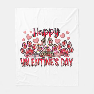 Happy Valentines Day Dog Pet Fleece Blanket