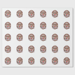 Happy Valentines Day Dog Red Heart Floral Frame_1 Wrapping Paper
