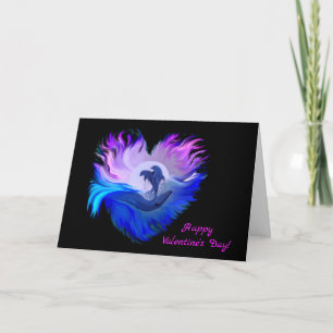 Happy Valentine's Day - Dolphins in the Moonlight Holiday Card