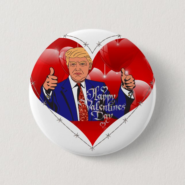 happy valentines day donald trump 2 inch round button (Front)