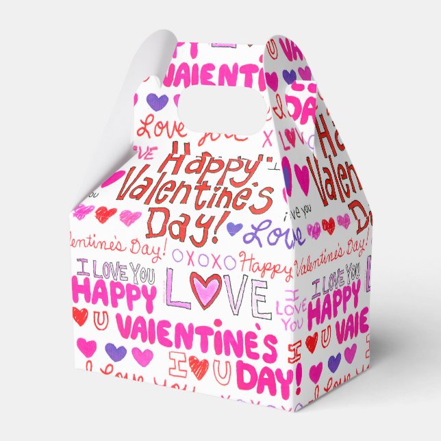Happy Valentine's Day Doodles Favor Box (Front Side)