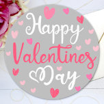 Happy Valentine's Day Elegant Script Pink Hearts Classic Round Sticker<br><div class="desc">Cute Valentine's Day stickers for your loving ones. You can TRANSFER this DESIGN on other Zazzle products and adjust it to fit most of the Zazzle items. You can also click EDIT USING DESIGN TOOL to change the background colour. Thank you for choosing our designs and stopping by the Standard...</div>