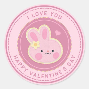 Happy Valentine's Day Elegant Script Pink Hearts  Classic Round Sticker